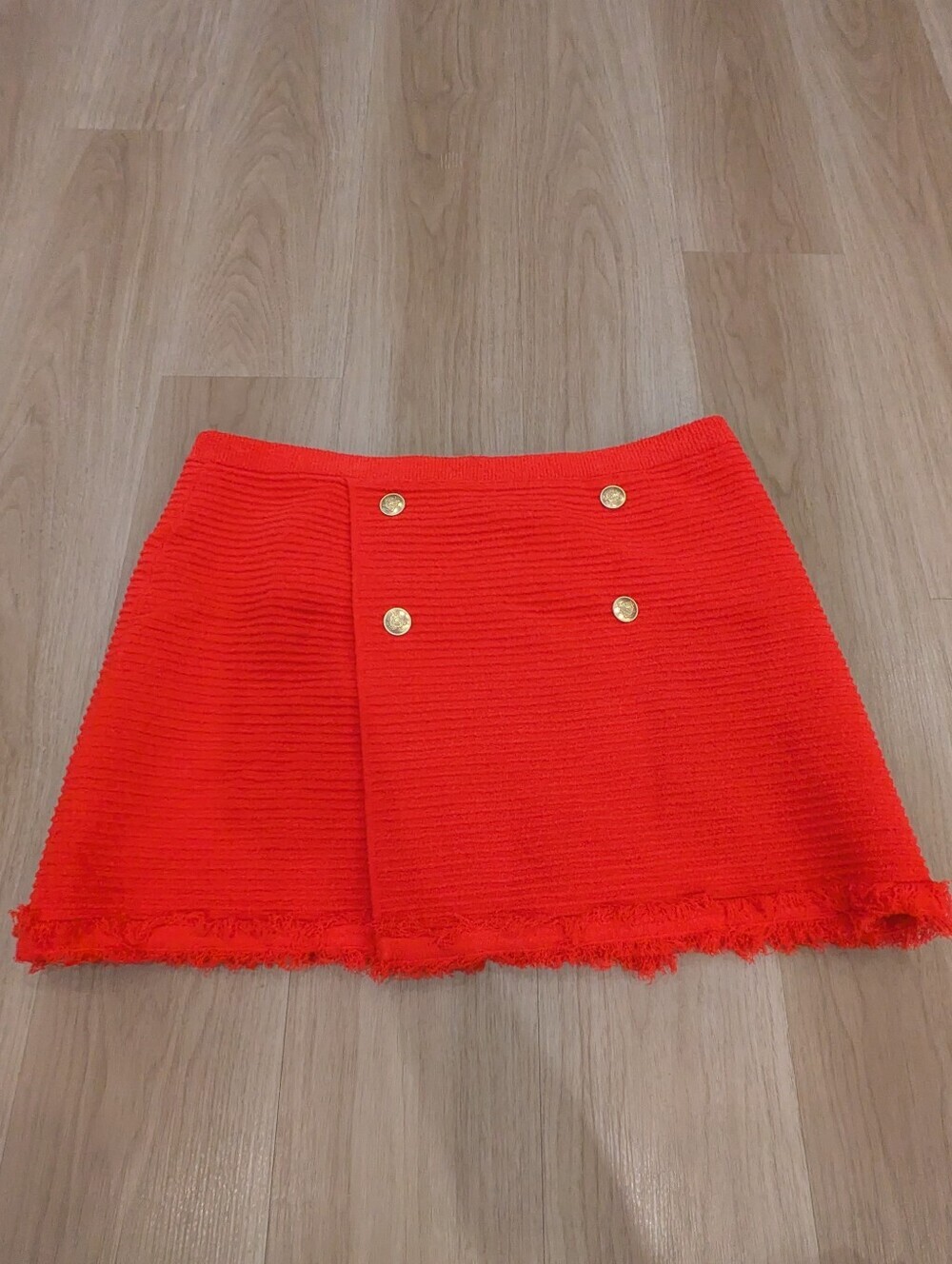J Crew Red Mini Skirt With Gold Buttons NWT Size Xxl
